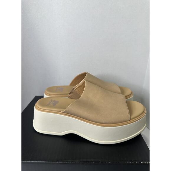 Sorel Tan and White Platform Sandals - Picture 3 of 6